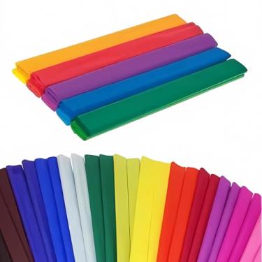 Imagem de Kit de Papel Crepom, 20 Rolos, 48cm x 2m, 12 Cores Sortidas