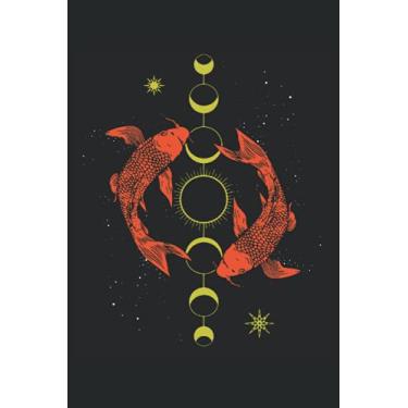 Imagem de Koi Carp Moon Phase Astrology Ying Yang Anti Stress Japan Fish Garden Pond: NOTEBOOK - Funny Japan Souvenier Fish Koi Gift, Gift Idea - A5 (6x9) - 120 ... Book, Sketch, Planner, Birthday, Funny, Sweet