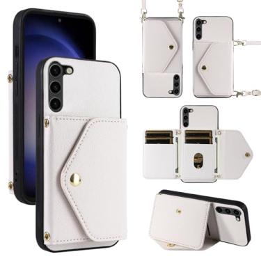 Imagem de Dibosom Capa carteira minimalista para Samsung Galaxy S23 5G com alça de ombro, 6 compartimentos para cartões, fina e fina, suporte para cartão de crédito, capa para celular para S 23 23S GS23 G5