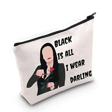 Imagem de WZMPA Bolsa de maquiagem cosmética para filmes, presentes inspirados em filmes de terror Black Is All I Wear Daring Halloween, bolsa com zíper para mulheres e meninas (preto é tudo), Preto é tudo,