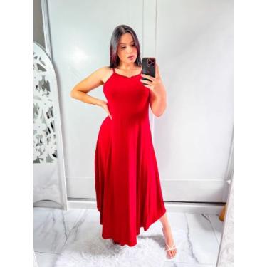 Imagem de Vestido de alcinha com bolço e barra abaloada  - MK MODAS, Vermelho, G