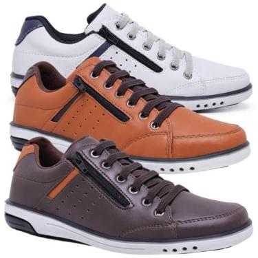 Imagem de Kit 3 Pares Sapatênis Masculino Casual Fechamento Elastico e Ziper - S