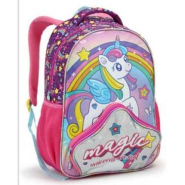 Imagem de Mochila de Costas Infantil Escolar Unicornio Glitter Menina - Seanite