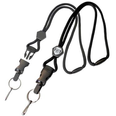 Imagem de Pacote com 2 - Cordões resistentes para crachás de identificação e chaves - Suporte de crachá e alça de pescoço para chaveiro - Cordões táticos de cordão grosso com fivela destacável e Specialist ID