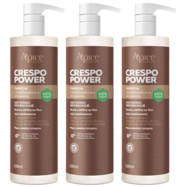 Imagem de Kit 3 Gelatina Ativadora Apse Apice Crespo Power Umidificadora Cabelo Profissional Vegano 500ml