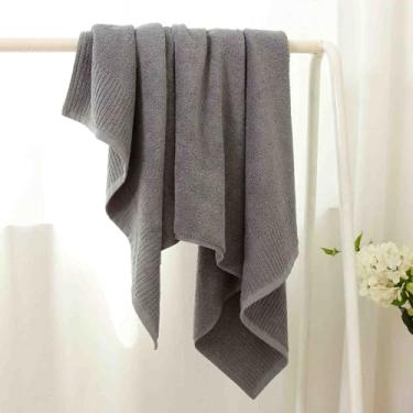 Imagem de JUSHZ Toalhas de banho toalhas de banho grandes toalhas para adultos toalha de banho para banheiro algodão penteado macio 500 g tecido adulto é respirável macio confortável (140 x 70 cm, cinza)
