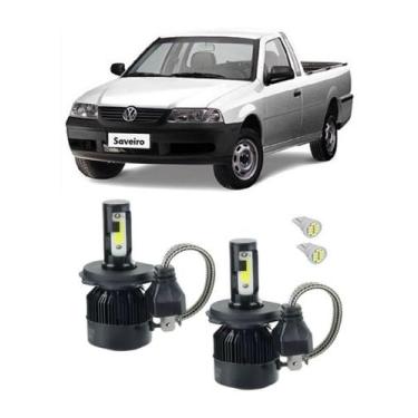 Imagem de Kit 2 Lampadas Super Led Farol H4 Saveiro G3 Foco Simples - Tech one V