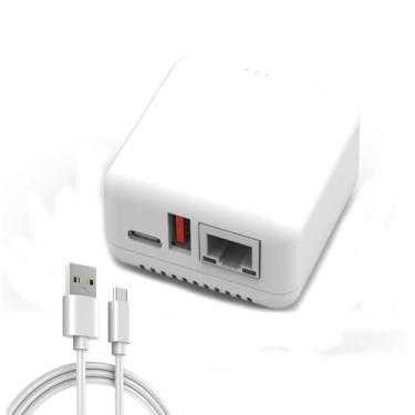 Imagem de Servidor de Impressão Em Rede USB 2.0 Servidor de Impressão USB 5V LAN Servidor de Compartilhamento de Impressão Compacto Servidor de Impressão Sem Fio(branco) (Plugue dos EUA)