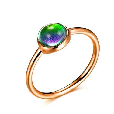 Imagem de Ello Elli Anel de humor de aço inoxidável minimalista/delicado de 1,5 mm em tons de ouro, ouro rosa, prata e preto, Metal, acrílico