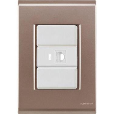 Imagem de Cj Tomada Rj45 Rj 45 Ethernet Liz Ouro Velho Tramontina Completo Pront