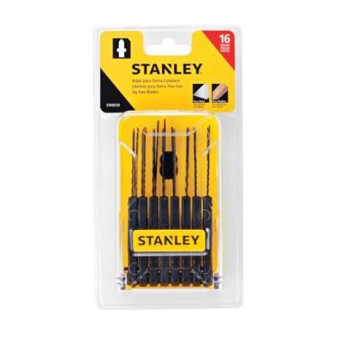Imagem de Stanley Jogo de Lâminas para Serra Tico Tico, Contém 16 Peças, Jogo de Ferramentas Ideal para Cortes em Madeira e Metal, Modelo STA9310