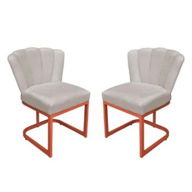 Imagem de Kit Cadeira Pétala Base Cobre Veludo Bege - Belliv Decor