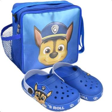 Imagem de Kit Babuche Infantil Menino Com Lancheira Azul - NEXA, Azul, 28/29
