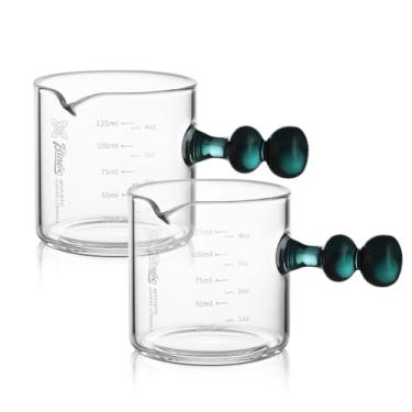 Imagem de Conjunto de copos de café expresso de 2 a 120 ml com alça e bico único, copo medidor de café expresso transparente para medida de café barista