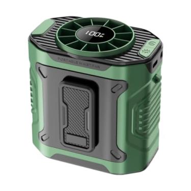 Imagem de Kuntesetty Fã de cintura portátil Fã pessoal Fã ajustável 100 velocidades de trabalho fã de roupas para andar de bicicleta, Verde