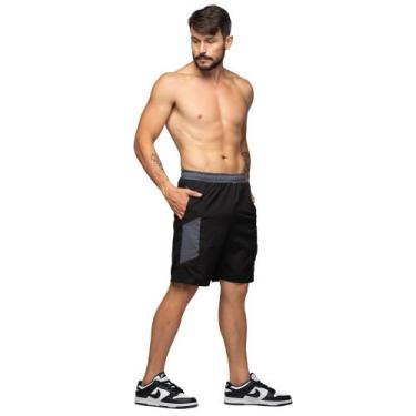 Imagem de Bermuda Esportiva Com Bolso Frimodas Tactel Masculina Adulto, G, Preto