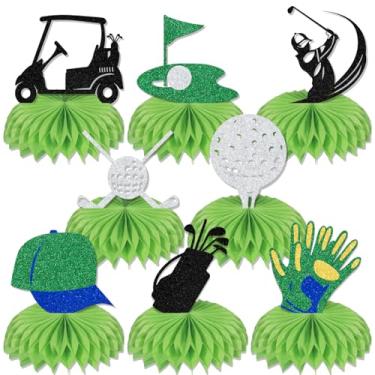 Imagem de 8 peças de centro de centro de colmeia de golfe decorações de festa de aniversário golfe decoração de aposentadoria feliz decoração de golfe chá de bebê chá de bebê suprimentos para festa de despedida