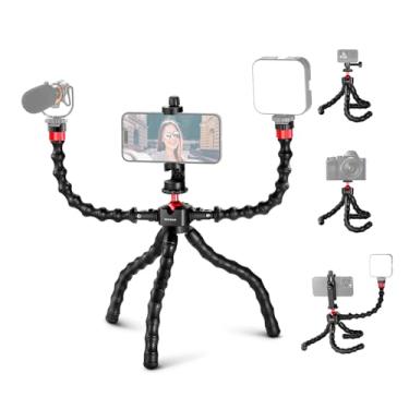 Imagem de Tripé Flexível Neewer T91 1/4"" Câmera Smartphone Preto, com 2 Braços Mágicos, Tripé de Smartphone para Fotografia de Vlog, Tripé de Mesa, Viagem, Câmera de Ação