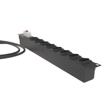 Imagem de Régua 8 Tomadas para Rack 19'' 1U 10A C/Disjuntor Fibracem