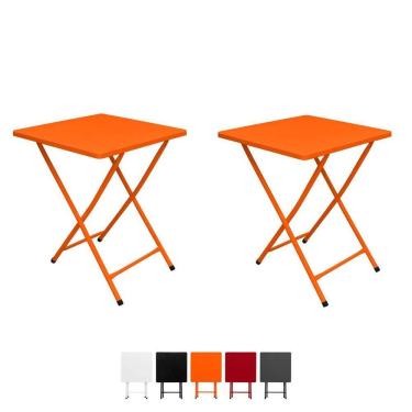 Imagem de Conjunto 2 Mesa Dobrável Bar Restaurante Aço Ferro