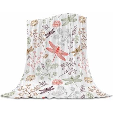 Imagem de Cobertor de bebê Dragonfly 76 x 101 cm - Manta de flanela super macia para berçário e carrinhos de bebê - Presentes fofos de libélula para mulheres novas mães - Cobertores de lã leves para crianças e
