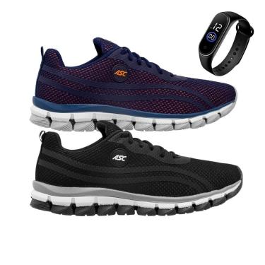 Imagem de Kit 2 Tênis Gmm Shoes Para Treino Academia Resistente Caminhada + Relógio Masculino-Masculino
