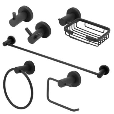 Imagem de Kit Acessórios Banheiro Inox Preto/Black 6 Peças Completo