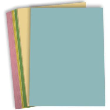 Imagem de Hamilco Papel de scrapbook colorido Velino 30 kg capa 21,6 cm x 28 cm cores sortidas cartolina 5 cores - Total de 50 folhas