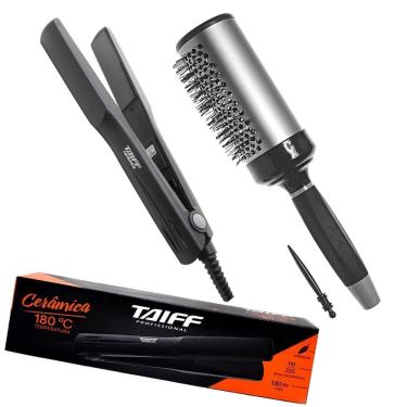 Imagem de Kit - prancha taiff ceramica 180ºC + escova proart ricci perfetti 98105HKH - preto\cinza 'G'