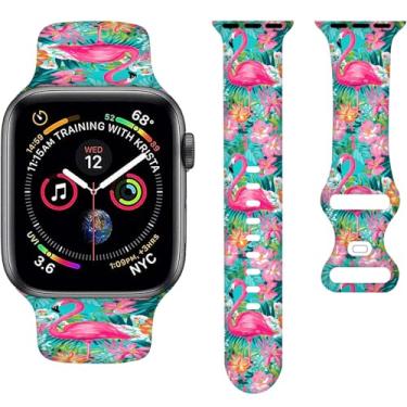 Imagem de Pulseiras Tropic Animals compatíveis com Apple Watch de 38 mm, 40 mm e 41 mm, pulseira de silicone compatível com Apple Watch Ultra Series SE 9, 8, 7, 6, 5, 4, 3, 2 e 1, para mulheres e homens