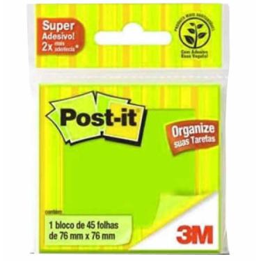 Imagem de 3M Post-it Bloco Adesivo 76x76 mm Verde 45 Folhas Reposicionável Adesivo Base Vegetal
