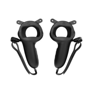 Imagem de Capa de silicone compatível com controle Meta Quest 3/3S VR – Silicone ecológico premium com pulseira de couro PU, antiderrapante, à prova d'água, à prova de choque, aderência aprimorada, acessórios
