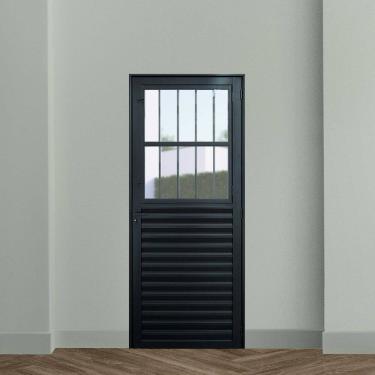 Imagem de Porta de Aluminio Postigo Social 210x90cm Linha Plus Lux-esquadrias Preto