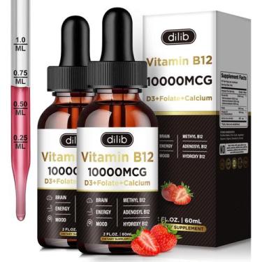Imagem de Suplemento dilib, complexo de vitamina B12, 10000mcg, vegano, 2 pacote