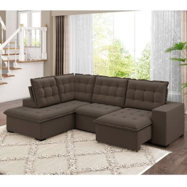 Imagem de Sofá Canto Retrátil e Reclinável Belluno Tamanho 310cm X 220cm Marrom