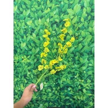 Imagem de Haste Galho Orquídea Chuva de Ouro Artificial P/ Arranjos e Decoração 