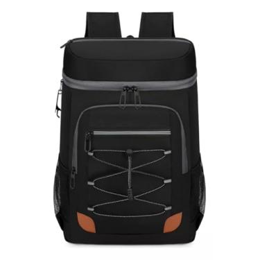 Imagem de Mochila Coolers isolada à prova de vazamentos com compartimento de almoço Resistente à água para homens/mulheres Piqueniques Viagens Esportes Grande capacidade Forro leve à prova d'água (preto)