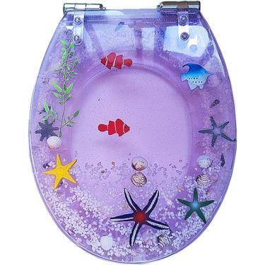 Imagem de Assentos Sanitários Para Sanitários Padrão, Assentos Sanitários De Fechamento Lento Doméstico Com Dobradiças Cromadas, Conjunto Universal De Assento De Vaso Sanitário Resisten, B