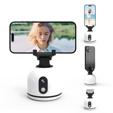 Imagem de Suporte giratório de 360° para telefone com rastreamento automático de rosto para iPhone e smartphone Andriod, sem aplicativo, suporte de gimbal de rastreamento corporal, suporte de câmera selfie para