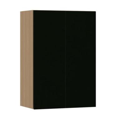 Imagem de Armário Aéreo 60cm 2 Portas Slim Luciane Móveis, Freijó/Preto
