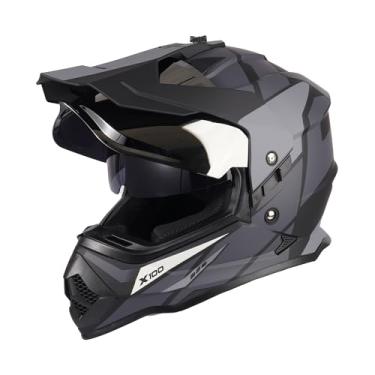 Imagem de Orthrus Capacete De Motocicleta Dual Sport Adventure Com Certificação Dot E Viseira Com Proteção Uv Para Moto De Neve, Quadriciclo, Moto De Trilha E Off-Road (X100, Xxg)