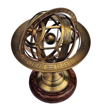 Imagem de Castle Instruments Globo de esfera armilar astrolabe do zodíaco gravado em latão antigo, 28 cm