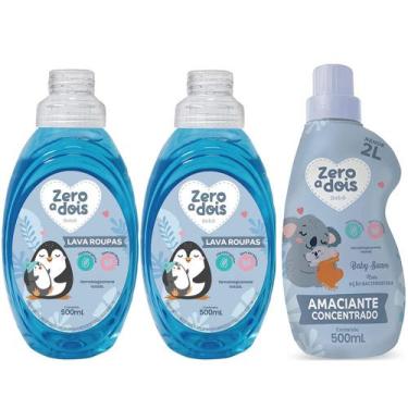 Imagem de Kit Lava Roupas de Bebês: 2 Sabão Líquido 1 Amaciante Antialérgico Beb