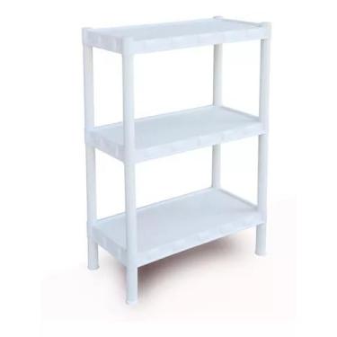 Imagem de Estante Utilidades Plastica Com pezinhos 3 Prateleiras 75x55x25cm, ideal para cozinha, livros(Branca)