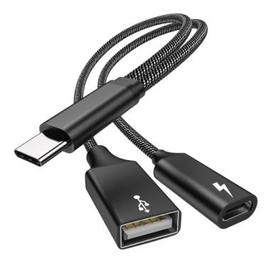 Imagem de USB C OTG com adaptador USB C OTG tipo C OTG divisor com 60W PD carregamento rápido compatível com deck Steam, Galaxy S22, Switch, Google Chromecast com Google TV, Pi-KVM, impressora 3D, Octa4a