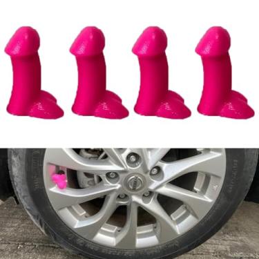 Imagem de 4 peças de tampas de haste de válvula de pneu de brincadeira, tampas de haste de válvula de pegadinha, capas herméticas à prova de poeira, tampa de haste de válvula antiferrugem, acessórios externos