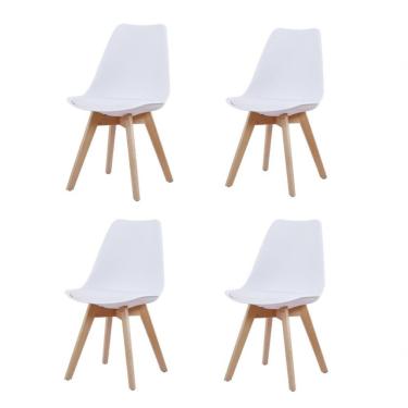 Imagem de Kit 4 Cadeiras Leda Joly Rivatti Polipropileno Branco Base Madeira