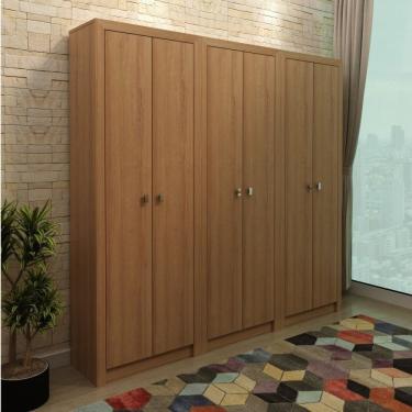 Imagem de Kit 3 Armários Para Escritório 2 Portas Me4105 Tecno Mobili Espresso Móveis Amendoa