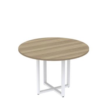 Imagem de Mesa De Reunião Redonda 100cm Mrr1100p25tub Noce Naturalle/branco