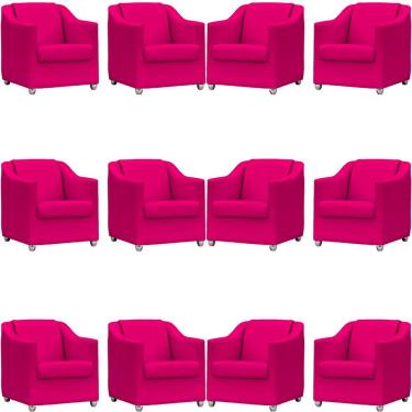 Imagem de Kit 12 Poltronas Mila Corino Cores Pé De Plástico Cromado - Pink Corino